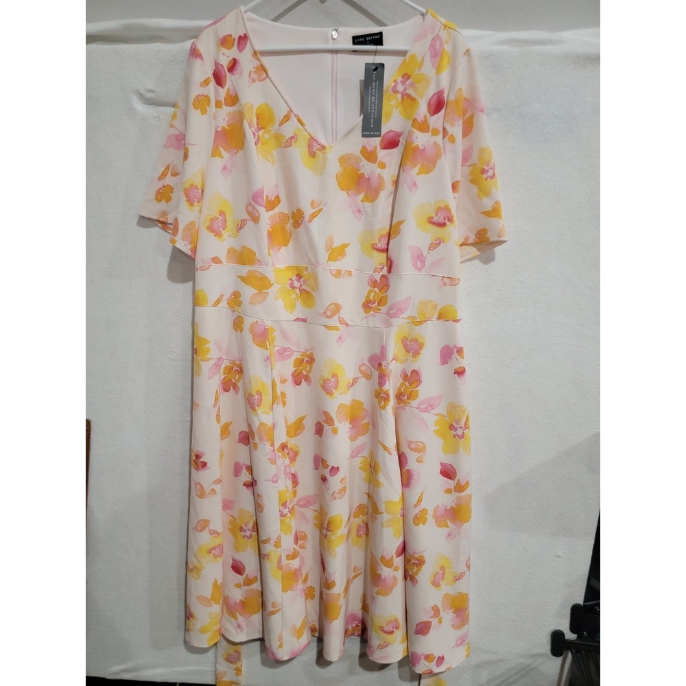 Lane Bryant Plus Sz 24‎ NWT V-Neck Lena Floral Fit & Flare Midi Dress Belted - Picture 2 of 14